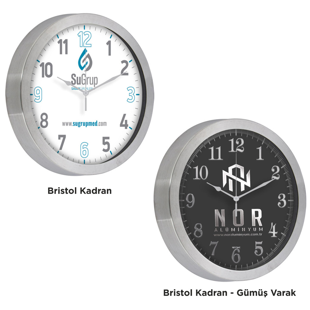 Alüminyum Kasa Duvar Saati 25cm (12205)